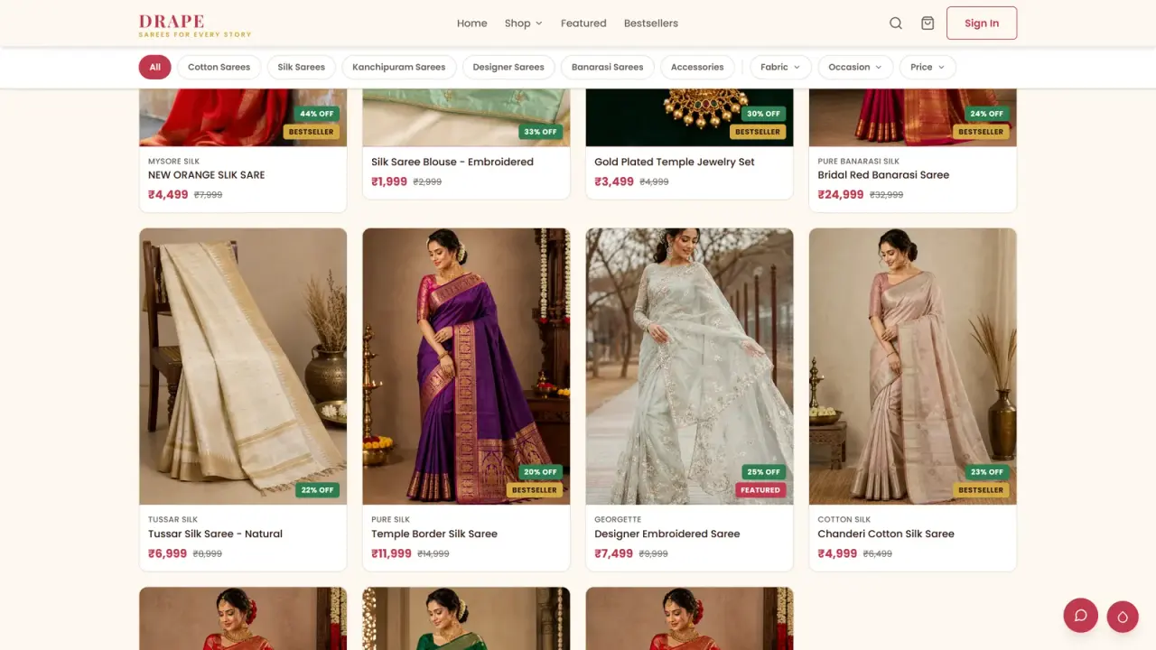 Drape: The catalogue with fabric and occasion filters