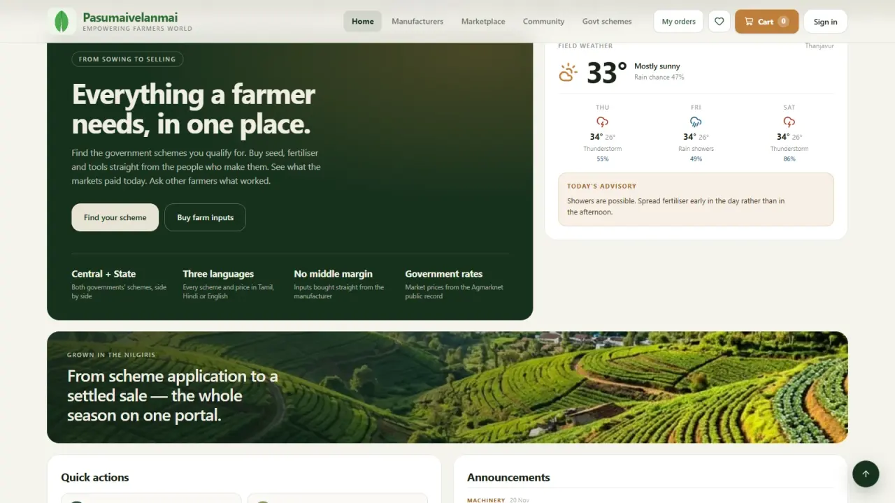 Pasumaivelanmai: Schemes, inputs, market rates and community in one place