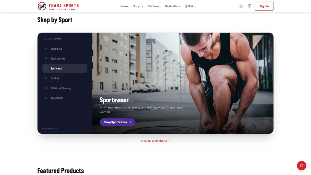 Thara Sports: Collections, browsable by sport
